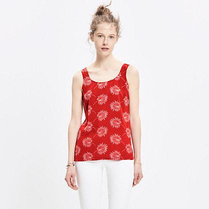 Madewell Silk Lookout Bow-back Top In Palmflower