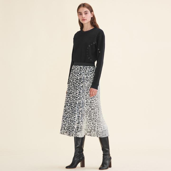 Maje Leopard-print Pleated Skirt