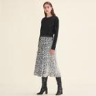 Maje Leopard-print Pleated Skirt