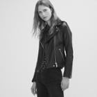Maje Leather Jacket With Woven Detailing