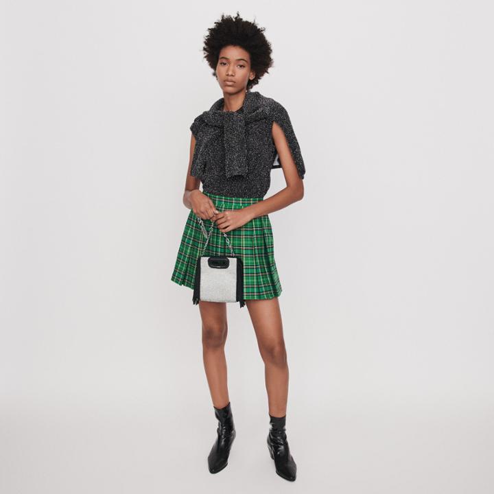 Maje Pleatedplaid Skort