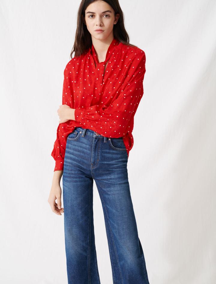 Maje Floaty Oversized Polka Dot Blouse
