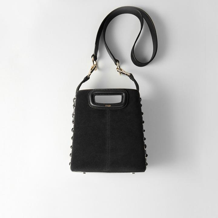 Maje Lace-up Suede M Bucket Bag