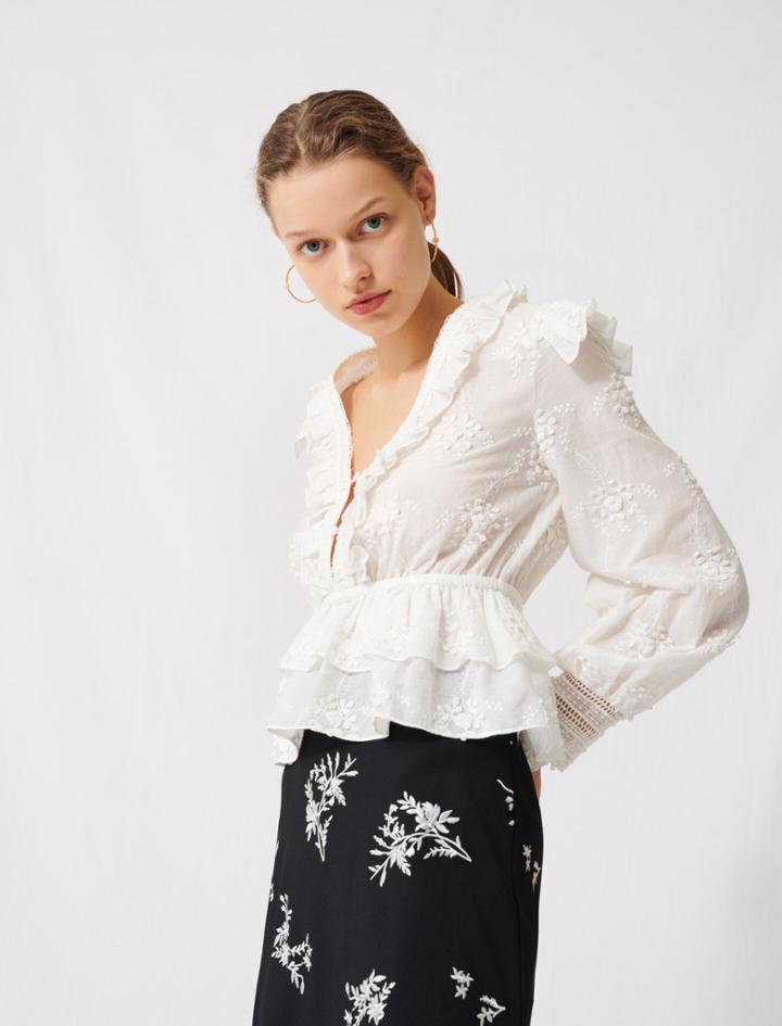 Maje Broderie Anglaise Top