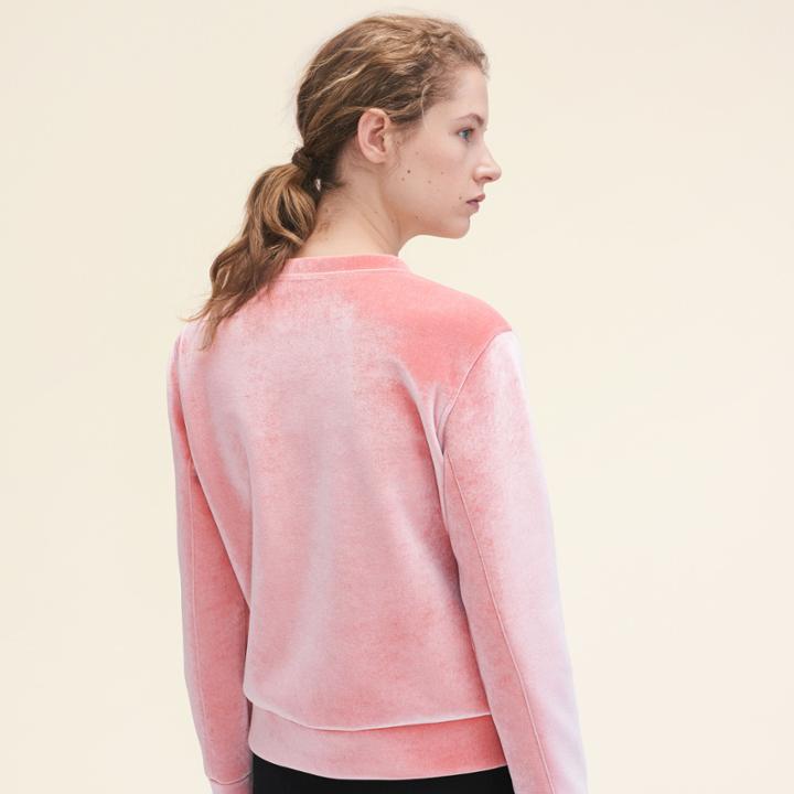 Maje Straight-cut Velvet Sweatshirt.