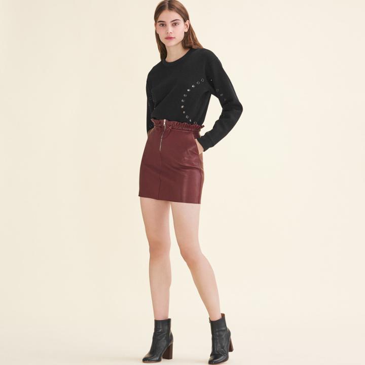 Maje Zipped Leather Skirt