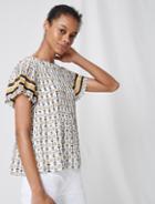 Maje Pleated Tunic With Preppy Print