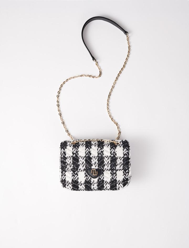 Maje Small Bag With Contrasting Tweed Flap
