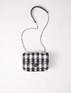 Maje Small Bag With Contrasting Tweed Flap