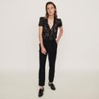 Maje Guipure Lace And Crepe Jumpsuit