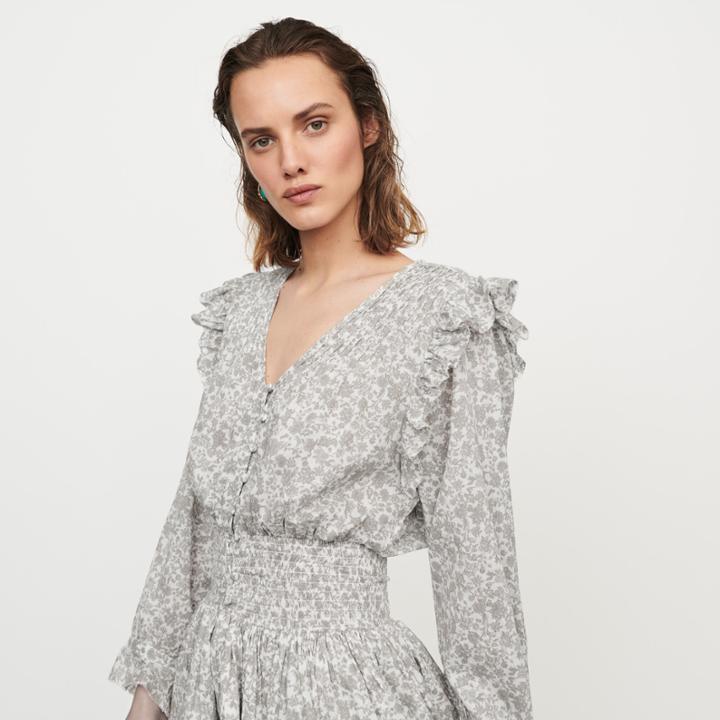 Maje Short Floral-print Ruffled Dress