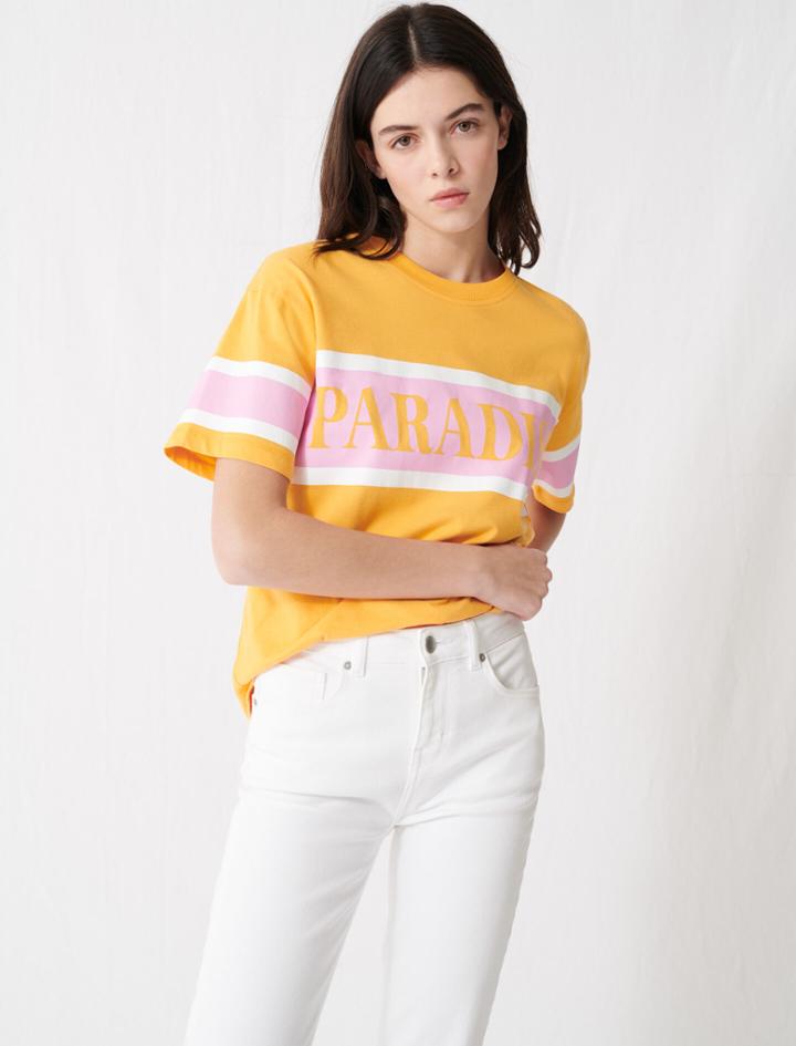 Maje T-shirt With Paradise Screen Print