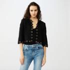 Maje Guipure Lace Eyelet Cardigan