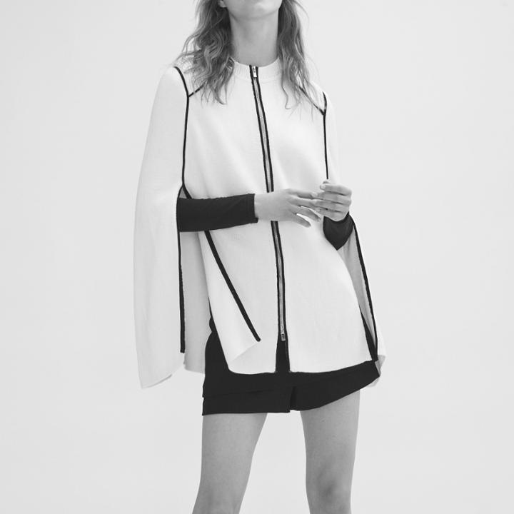 Maje Knitted Cape With Contrasting Details