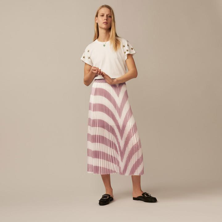 Maje Pleated Stripe Skirt