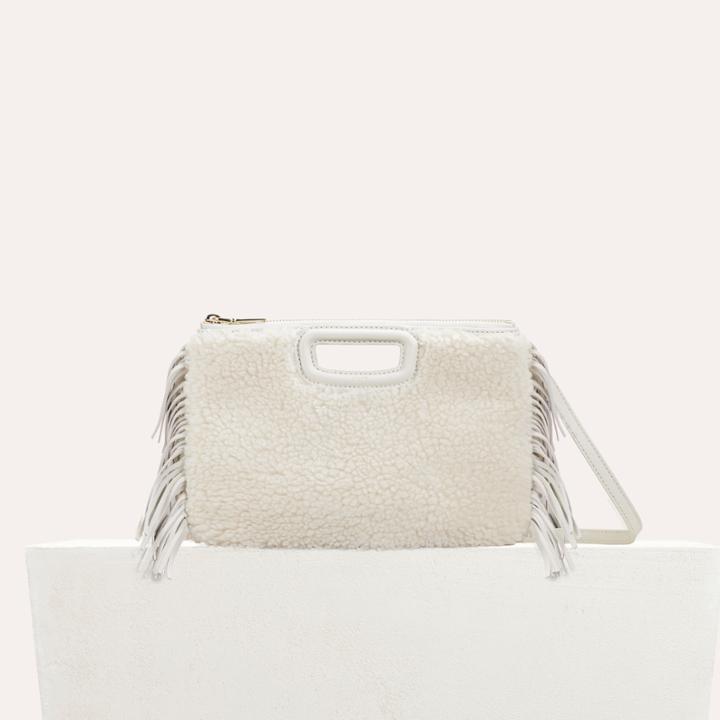 Maje M Duo Clutch In Shearling