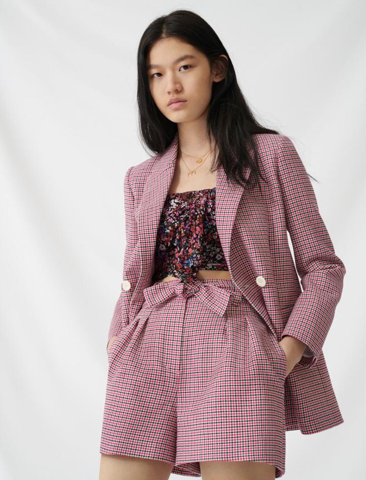 Maje Checked Straight Double-breasted Jacket