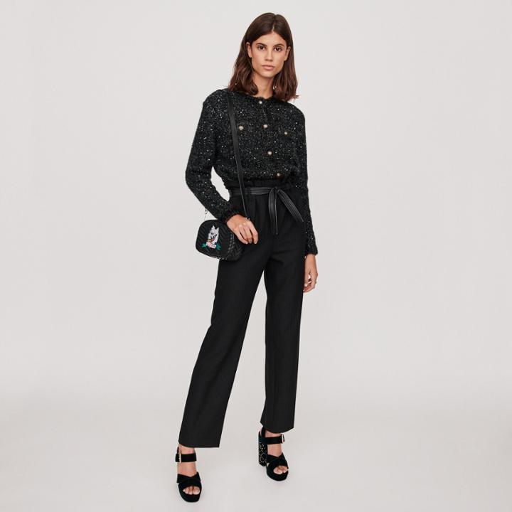 Maje Belted Wide-leg Pants