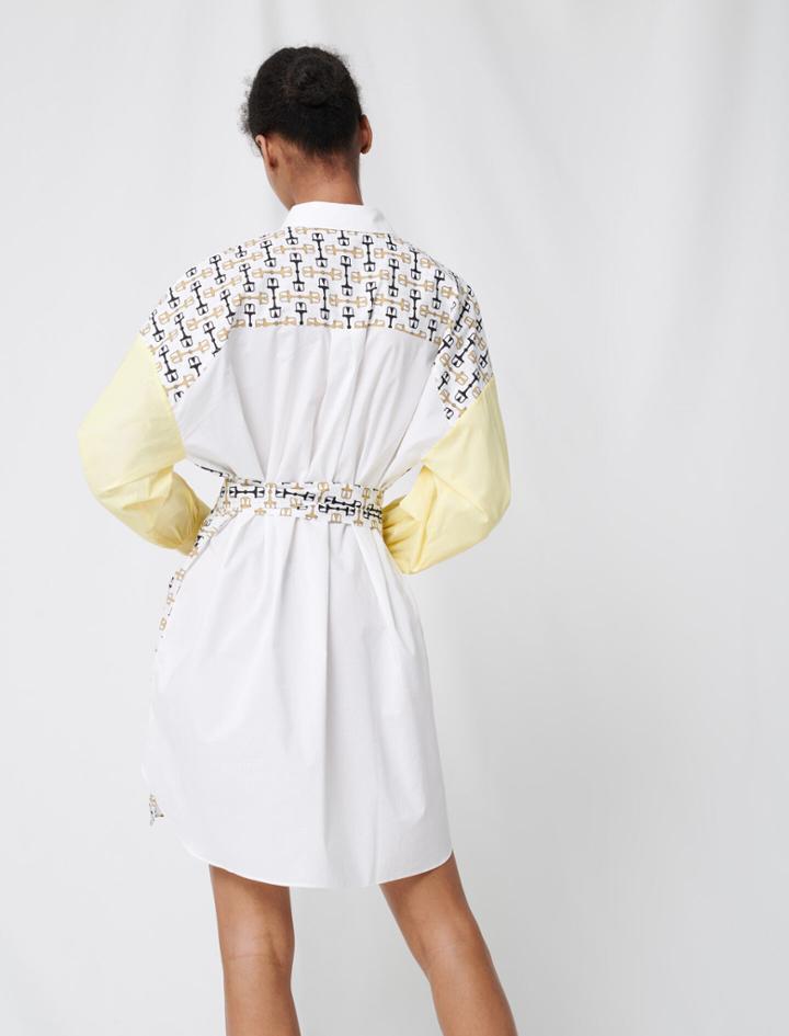 Maje Printed Cotton Shirt Dress