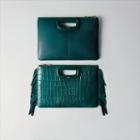 Maje Crocodile Embossed-leather M Duo Clutch