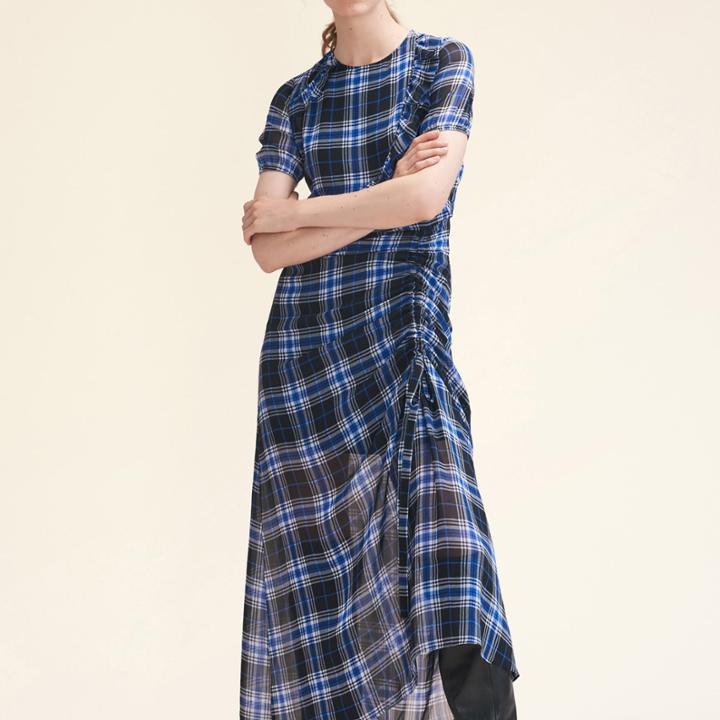 Maje Long Checked Dress