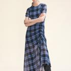 Maje Long Checked Dress