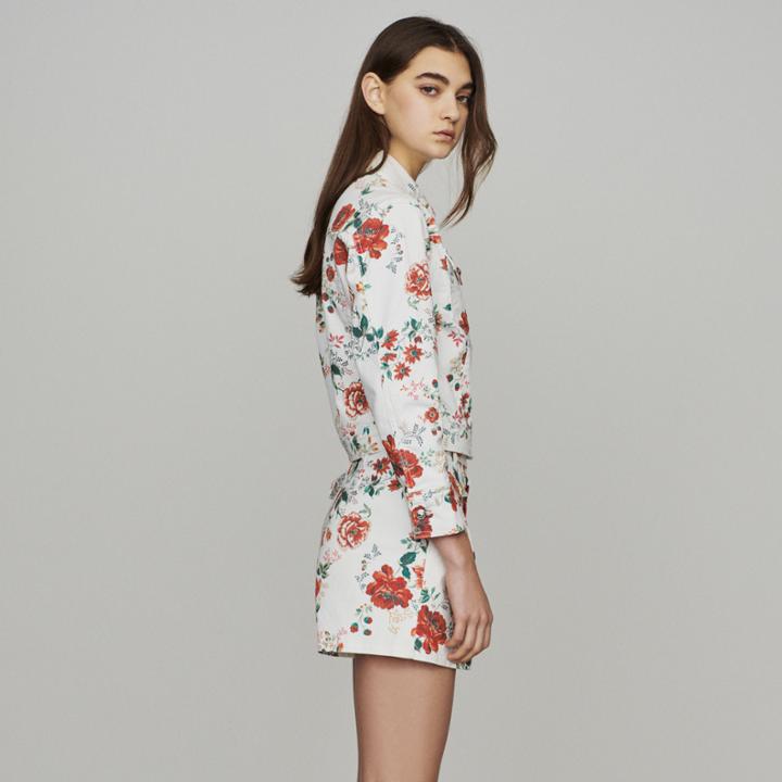 Maje Denim Jacket With Floral Print
