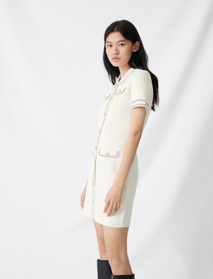 Maje Knit Dress With Contrasting Topstitching