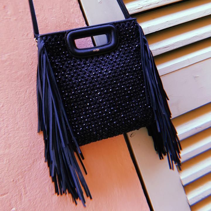 Maje M Bag In Raffia With Pearls