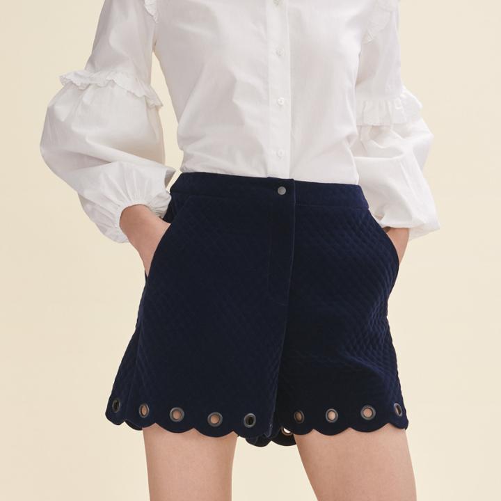 Maje Quilted Suede Shorts