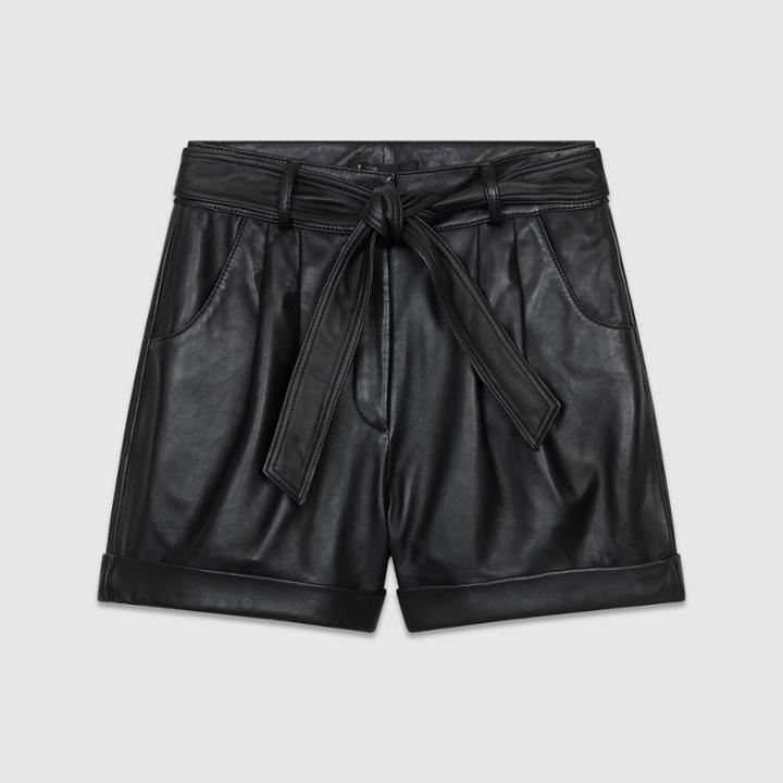 Maje Oversized Leather Shorts