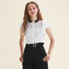 Maje Two-tone Frilled Blouse With Embroidery