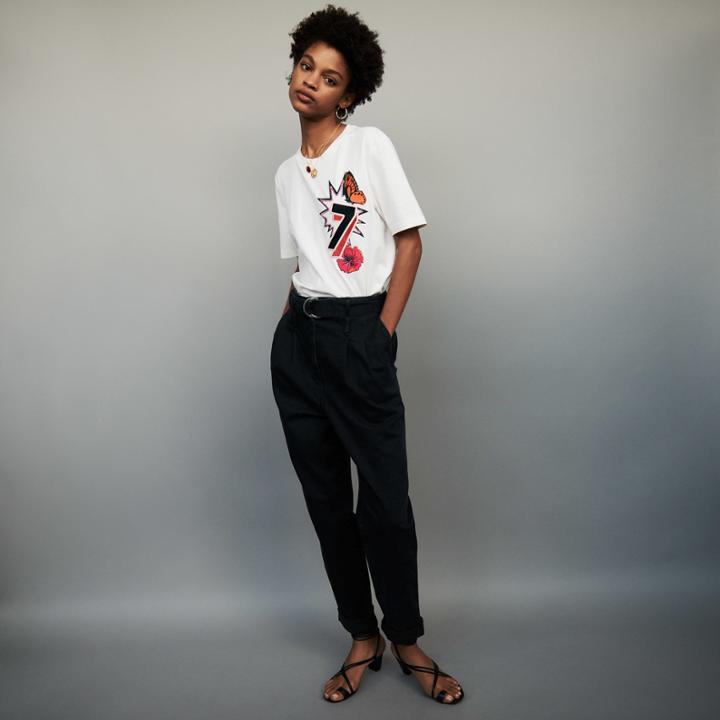 Maje T-shirt With 77 Embroiderie