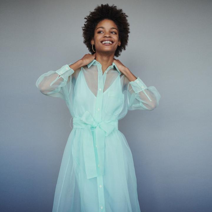Maje Long Organza-style Shirt Dress