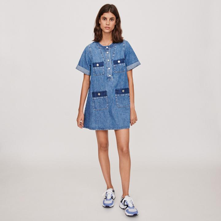 Maje Short Denim Dress With Short Sleeves
