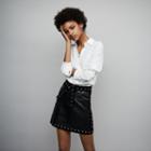 Maje Short Leather Skirt