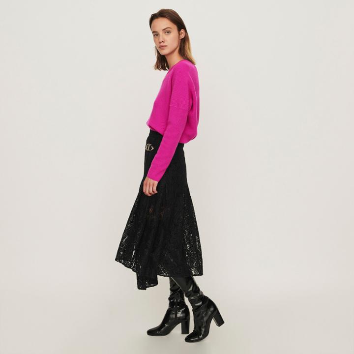 Maje Guipure Skirt With Cashmere Detail