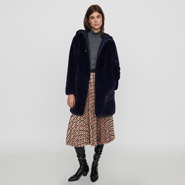 Maje Hooded Faux Fur Jacket
