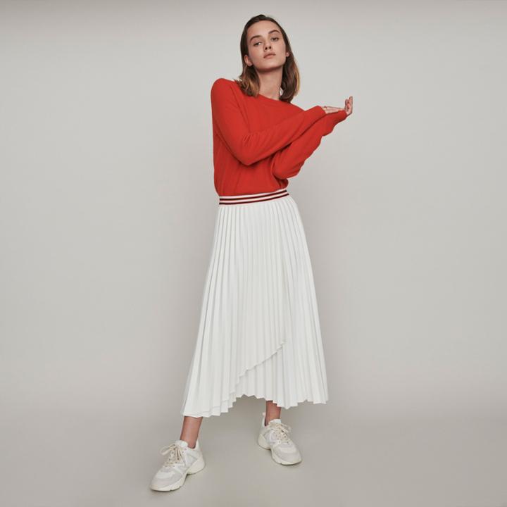 Maje Pleated Skirt With Contrasting Stripes