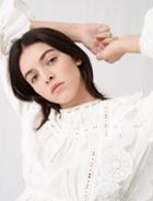 Maje White Top With Broderie Anglaise