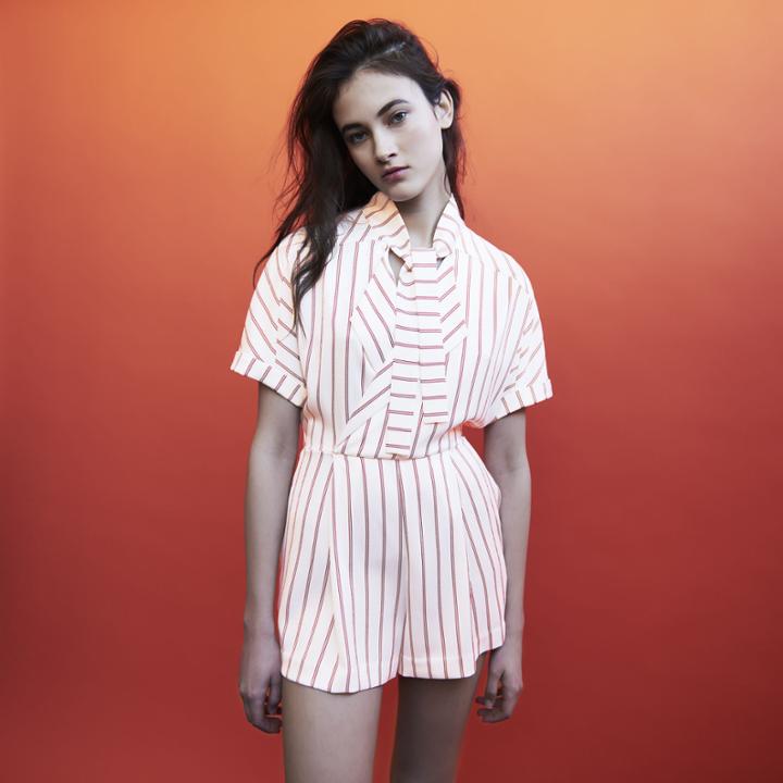 Maje Draped Striped Romper
