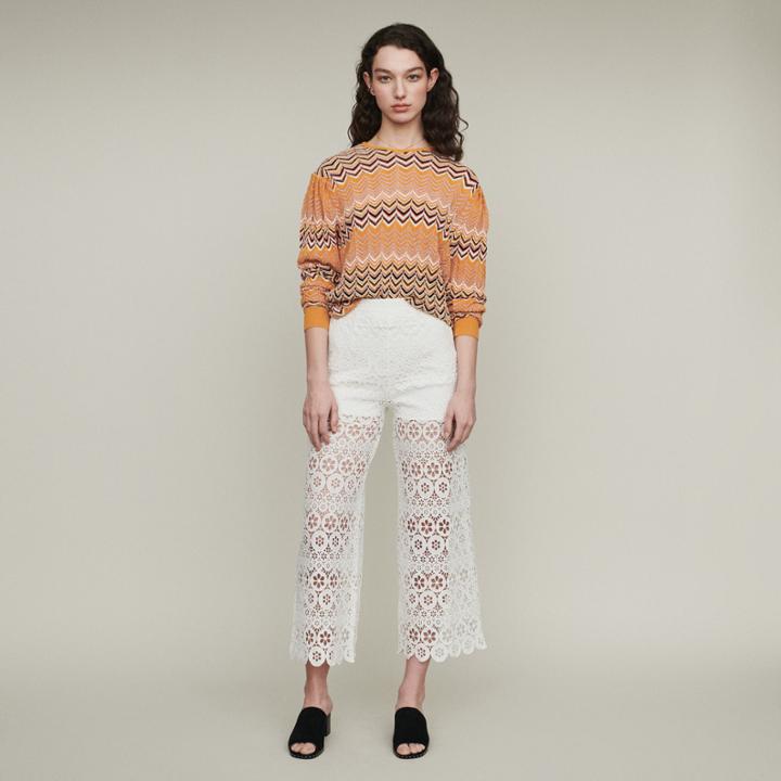 Maje Cropped Pants In Daisy Print