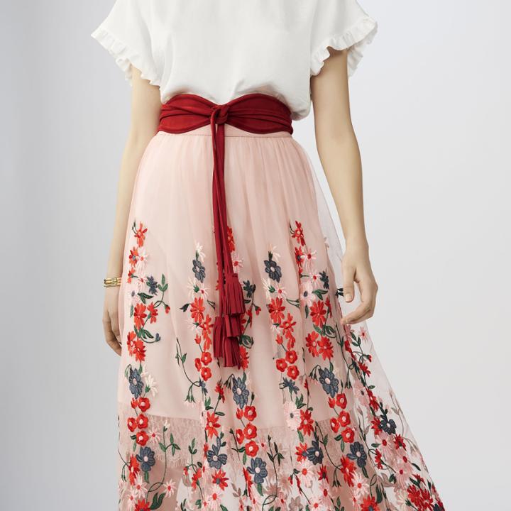 Maje Embroidered Tulle Skirt