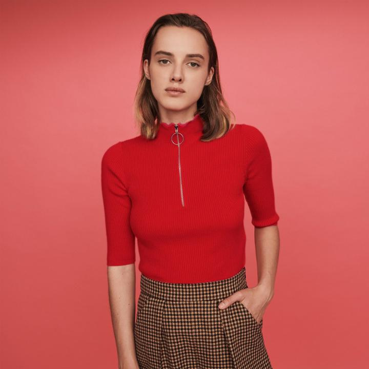 Maje Fancy And Zipped Light Polo Sweater