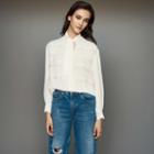 Maje Blouse With Embroidered Ruffles
