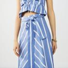 Maje Long Striped Skirt With Buckles