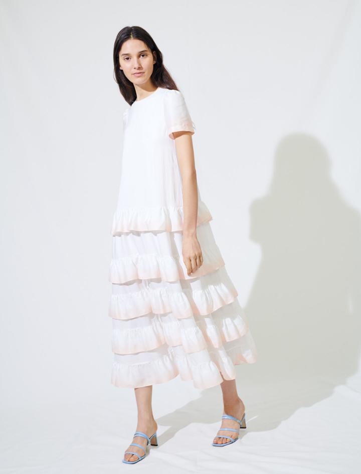 Maje Gradated Tie-dye Style Ruffled Dress