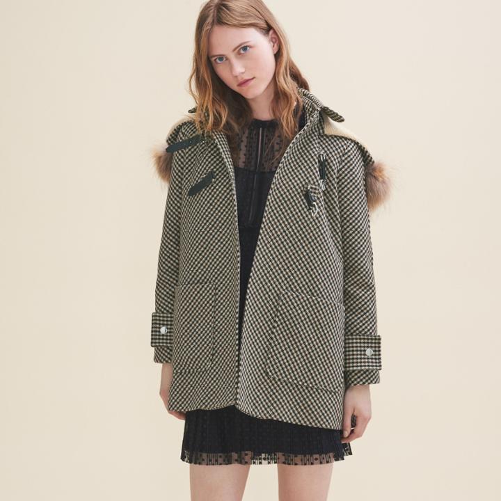 Maje Coat With Prince Of Wales-style Checks
