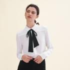 Maje Floaty Shirt With Pussy Bow-style Tie