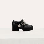 Maje Leather Loafers With Buckle